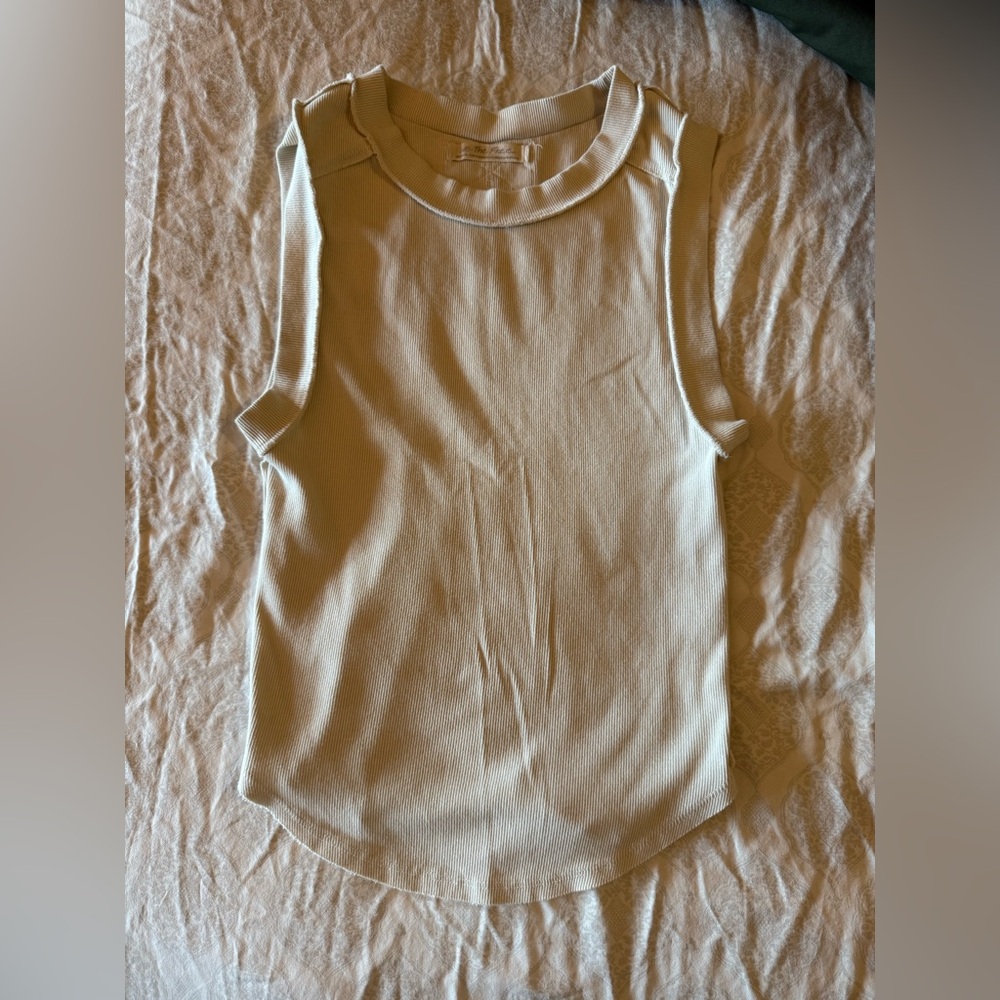 We The Free Ribbed White/Cream Tank Top